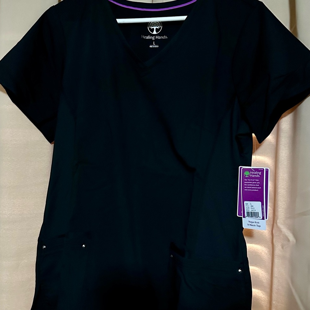 Healing Hands Black Scrub Top
